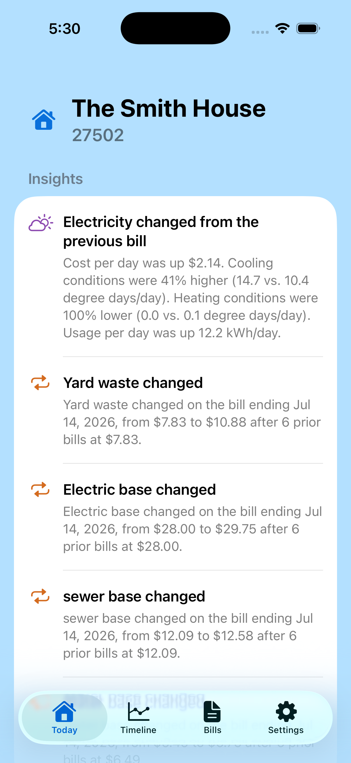 Utility Assistant overview screen